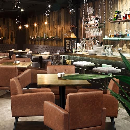 Yaheetech Mid Century Accent Chairs Set of 2 Living Room Chairs Retro Brown - Image 2