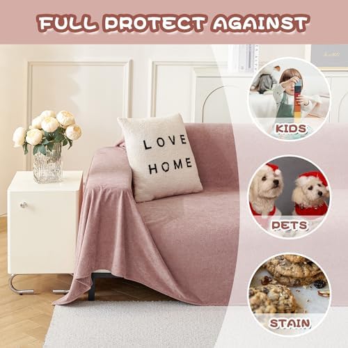 MYSKY HOME Pink Sofa Cover, Couch Covers - Image 3