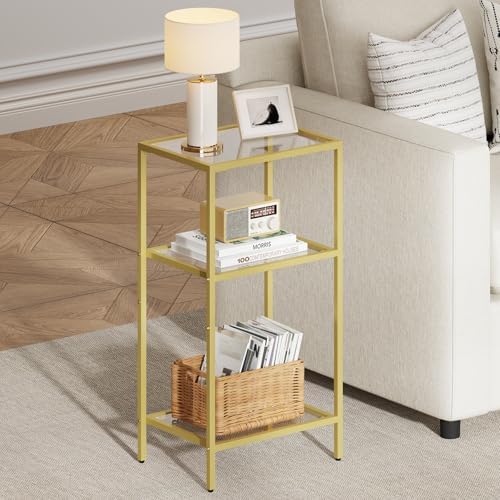 Gold Side Tables Set of 2, Tempered Glass End Table - Image 6