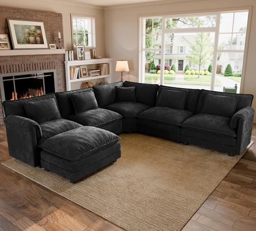 ELUCHANG 114" Oversized Modular Sectional Sofa, Comfy Chenille Cloud Couch by ELUCHANG