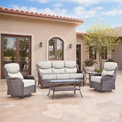 Swivel Patio Chairs sofa Set of 5 by Bellefurn