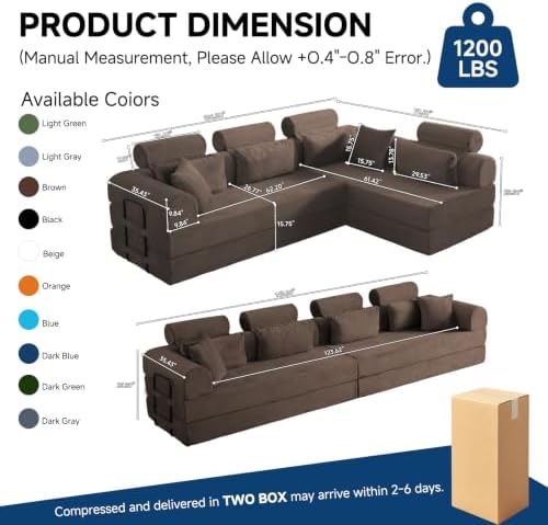106" Convertible Sofa Bed, High Backrest Boneless Couch - Image 3
