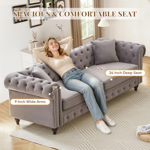 2 Piece Mid Century Modern Chesterfield Sofa Set - Image 5