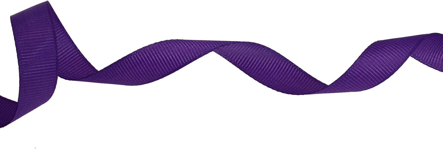 Solid Grosgrain Ribbon 25 Yard Each Roll 100% Polyester Woven Edge (3/8", Purple)