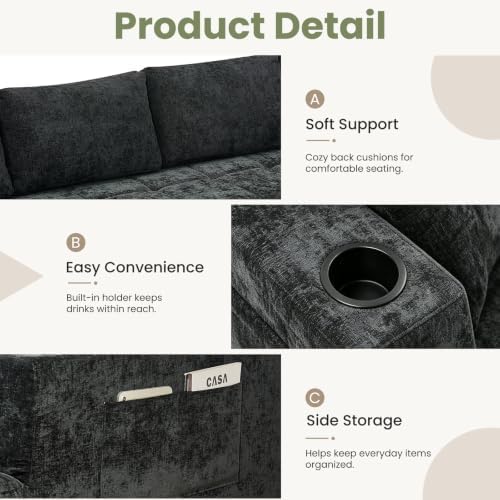 Yafylly 132 Inch U Shaped Modular Sectional Couch - Image 4