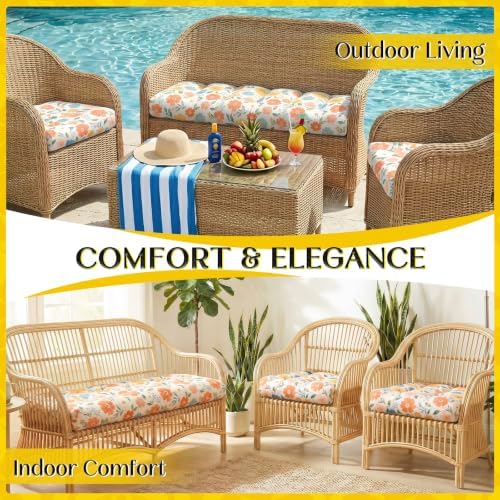 1 MIDDLE ONE Wicker Chair Cushions 3 Pieces Set - Image 5