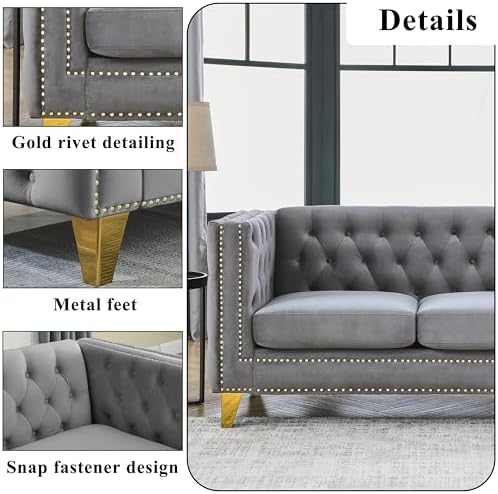 58" Chesterfield Velvet 2-Seater Sofa - Image 5
