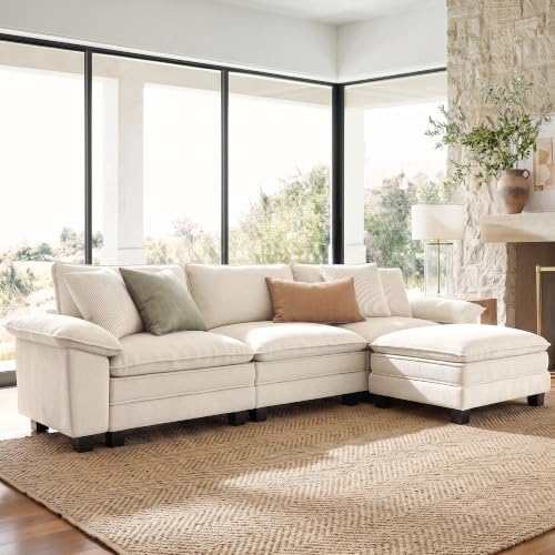 SUNSHINE VALLEY Oversized 123.6" L Shaped Sectional Couch by SUNSHINEVALLEY