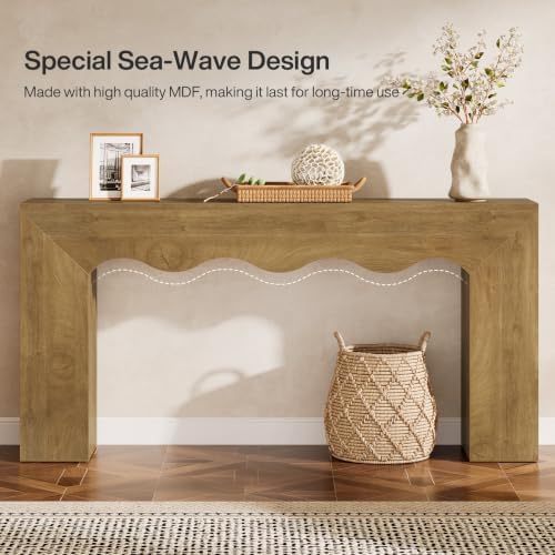 Tribesigns 63" Farmhouse Console Table, Wooden Couch Table Behind Sofa - Image 6