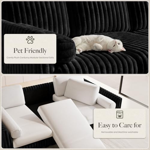 Belffin Plush Corduroy Modular Cloud Sofa Bed - Image 4