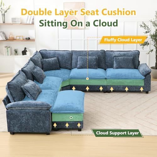 Oversized Modular Sectional Sofa Set, Convertible Deep Seat Cloud Couch - Image 3