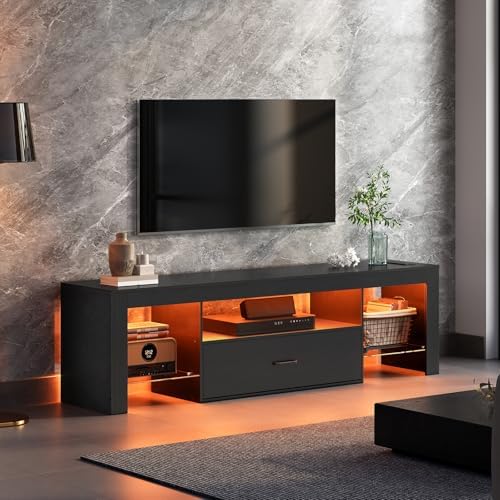 HOOBRO LED TV Stand with Power Outlets to 65 inch TV, Gaming Entertainment - Image 4