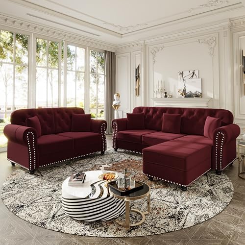 GDFStudio 3-Piece Velvet Sofa Set - Image 4