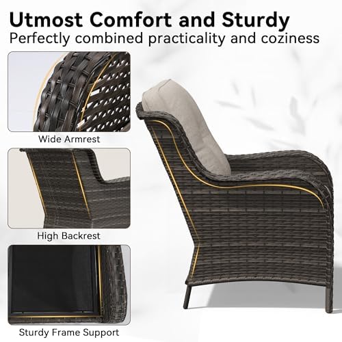 4 Piece Outdoor Wicker Patio Furniture Set, Patio Chairs Set of 4 - Image 3