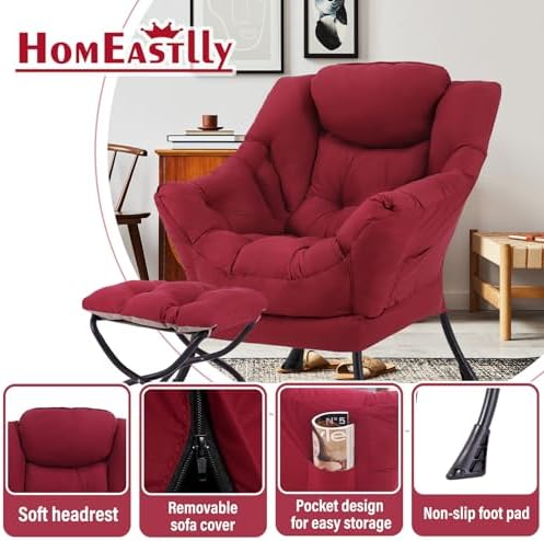 Lazy Chair with Ottoman, Soft Comfy Chair - Image 6