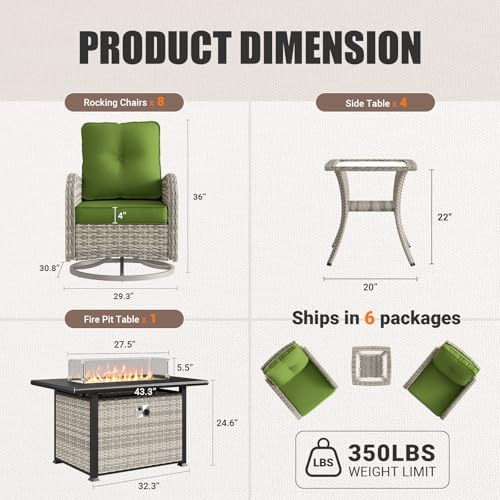 13Pcs Patio Rocking Swivel Chair - Image 2