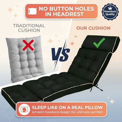 MAGIC ELEPHANT Chaise Lounge Cushion Outdoor, Memory Foam Patio Lounge Chair - Image 5