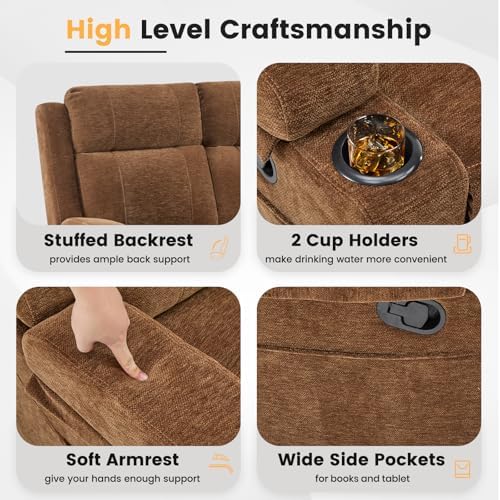 3 Seater Recliner Sofa with Console, RV Loveseat Reclining Couch with Drop Down - Image 5