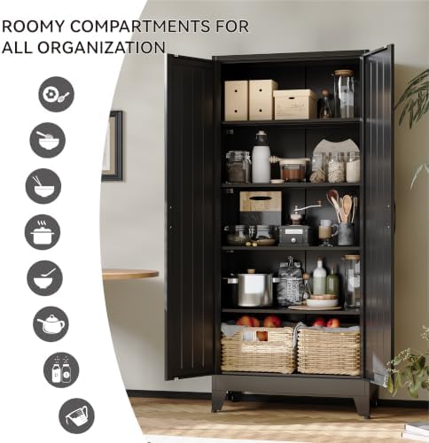 COFaR 71" Black Metal Storage Cabinet - Image 6