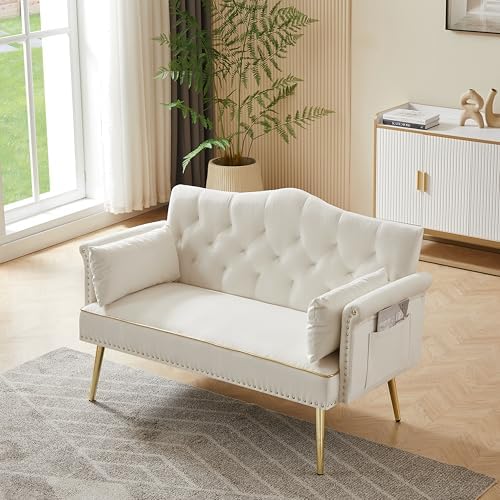 hansones 55-Inch Modern Velvet Loveseat Sofa - Image 3