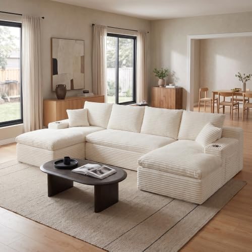 120" Modular Sectional Sofa, U-Shape Boneless Couch by VYNELITO