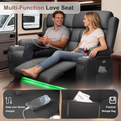 Reclining Loveseat Sofa, RV Loveseats Recliner Sofas Wall Hugger, Double - Image 5