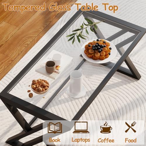 Wolawu Coffee Table Black Glass Coffee Table - Image 4