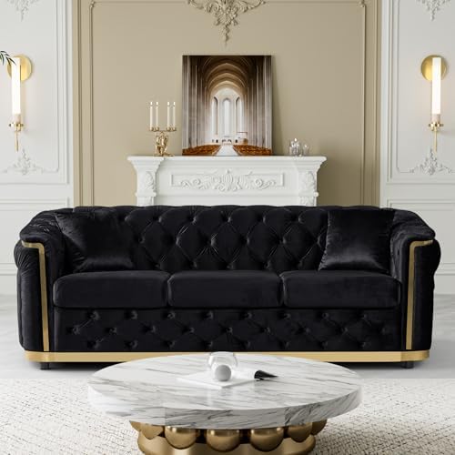84.6" Velvet Chesterfield Sofa by DAMAIFROMFURNITURE