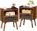 Lerliuo Rattan Nightstands Set of 2, Boho Side Table by Lerliuo
