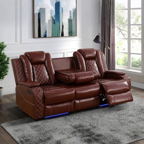Breathing Leather Power Recliner Sofa Set, 2 Piece Leather Couch and Loveseat - Image 3