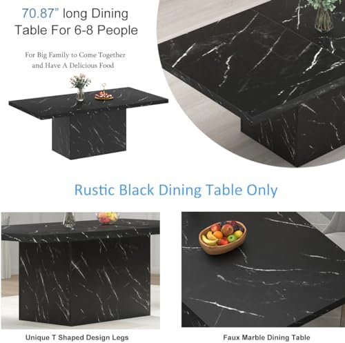 HSH 71" Black Faux Marble Dining Table - Image 5