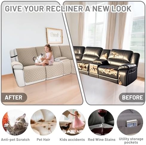 Waterproof Sectional Reclining Couch Covers L Shaped Recliner Sectional Sofa - Image 6