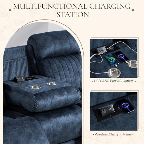 Power Reclining Sofa with Zero Gravity, Electric Reclining Couch with - Image 5