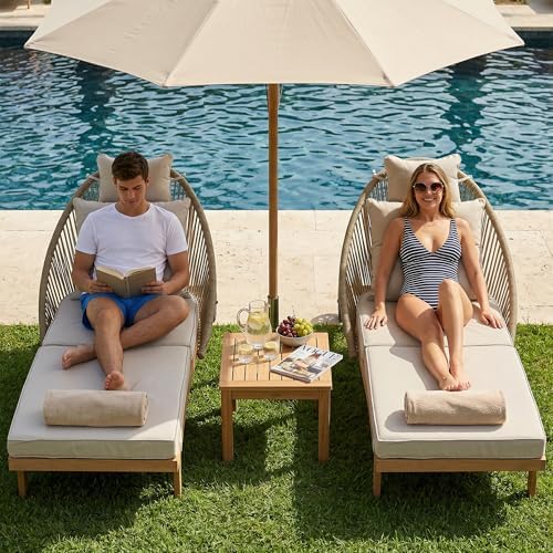 Patio Chaise Lounge Chairs Set of 2, Oversized Lounge Chair Outdoor - Image 6