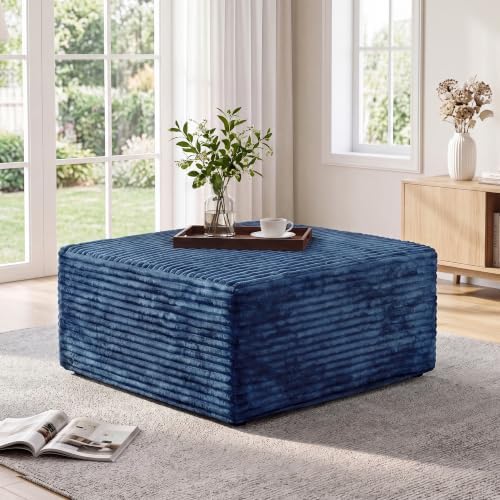 Boneless Ottoman for Couch, Corduroy Cloud Ottoman, Oversized Square Large Pouf by TEKIROSE