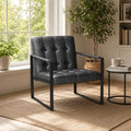 Black Leather Accent Chair, Mid Century PU Leather Armchair by zheczoemate