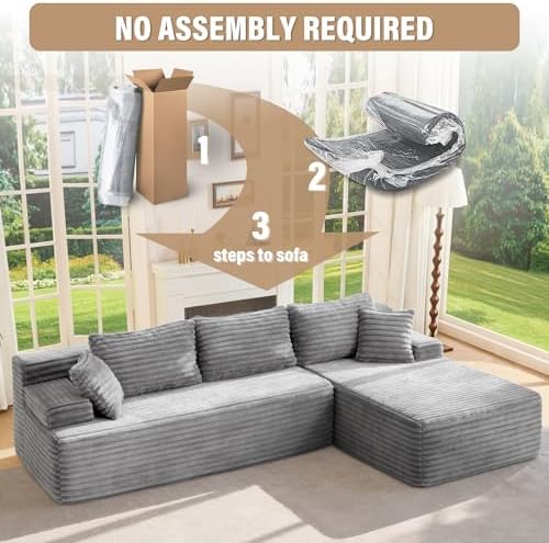 Hobestluk Boneless Couches Modular Sectional Sofa L-Shape Oversized Chaise - Image 7