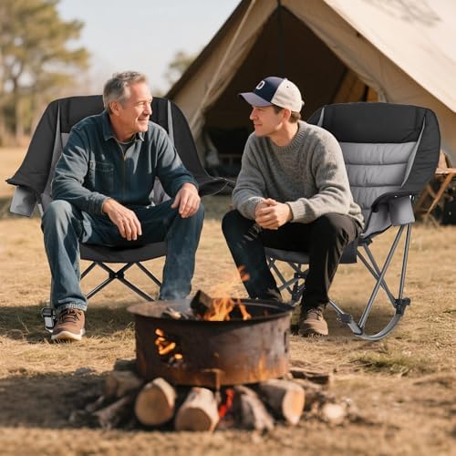 Oversized Heavy Duty Camping Rocking Chair 400lbs, Padded Folding Lawn Rocker - Image 2