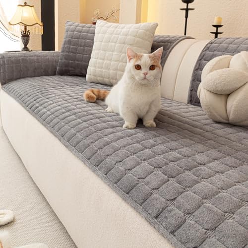 Velvet Sectional Couch Covers for Dogs, Dark Grey by MDSASFD