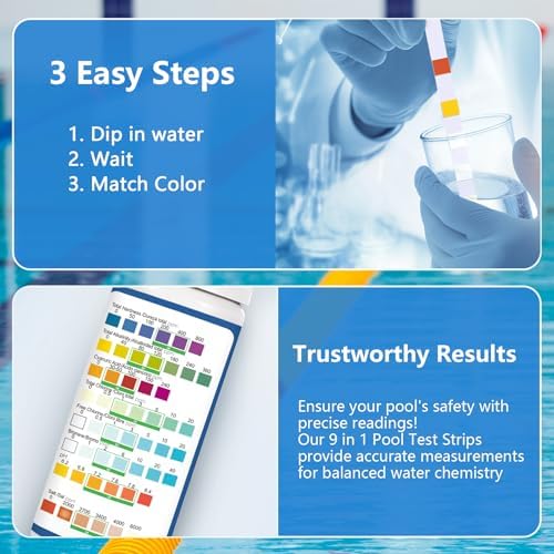 2026 New Pool Test Strips - 9 in 1 Pool Salt Test Strips 150 Counts - Image 3