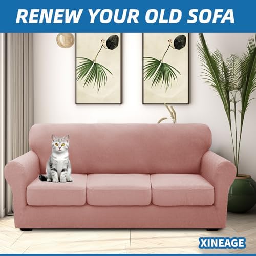 XINEAGE 4-Piece Stretch X-Large Sofa Cover, Washable Couch Covers - Image 4