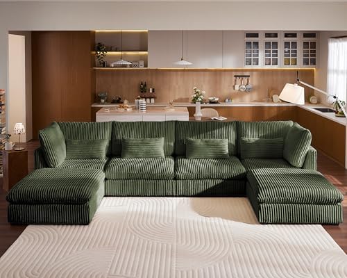 154" Oversize Corduroy Modular Sectional Sofa Couches by CHICHOUSE