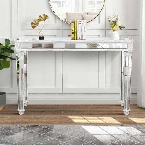 Silver Mirrored Console Table, Modern Luxury Mirror Furniture - Image 6