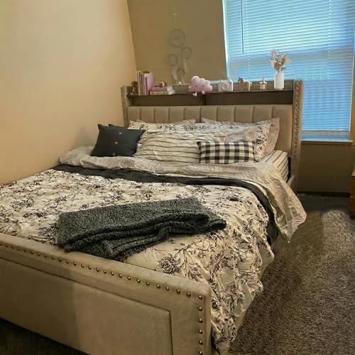 EnHomee Twin Bed Frame with Large Drawer & 2-Tier Storage Headboard Shelf - Image 6