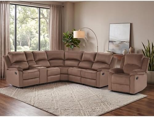 EBELLO Manual Reclining L-Shaped Sectional Sofa Set, Included Soft Microfiber - Image 7