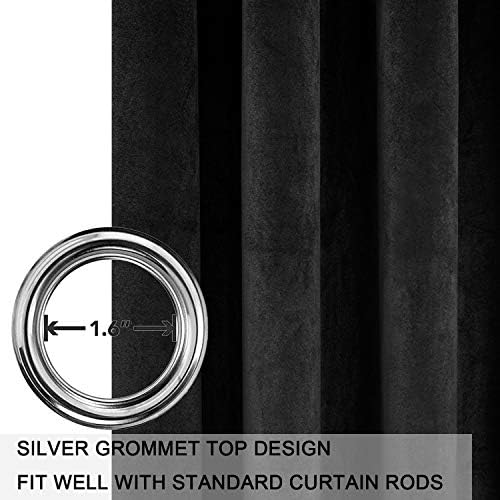SMILETIME Black Velvet Curtains 52"x84" Grommet 2 Panels - Image 3