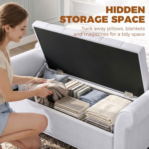 HOMCOM 47" Storage Ottoman End of Bed Bench - Image 4
