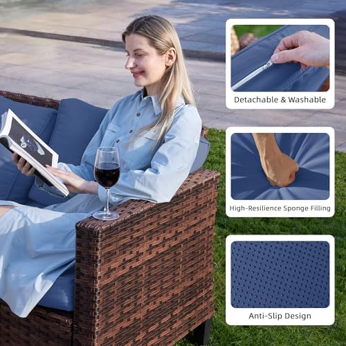 UDPATIO Patio Furniture Set, 5 Pieces Outdoor Wicker Furniture Set - Image 6