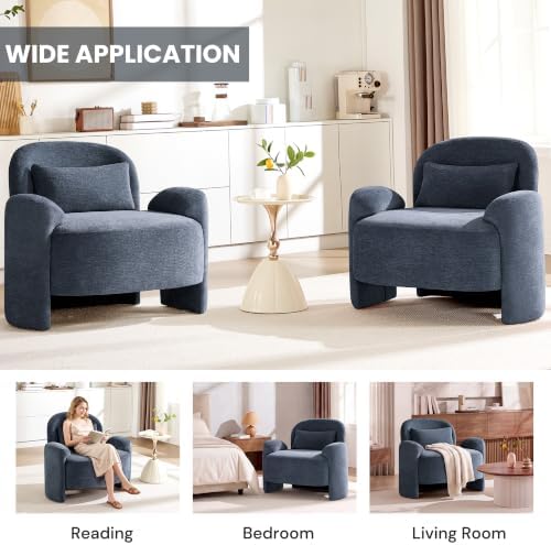 Accent Chairs Set of 2, Modern Chenille Fabric Lounge Reading Sofa - Image 3