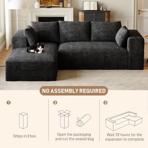 ONEMMLION 107" L-Shaped Cloud Boneless Couch Sofa - Image 6